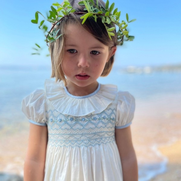 Diana Special Occasion Dress with Forget Me Not Hand Smocking Diana Special Occasion Dress with Forget Me Not Hand Smocking