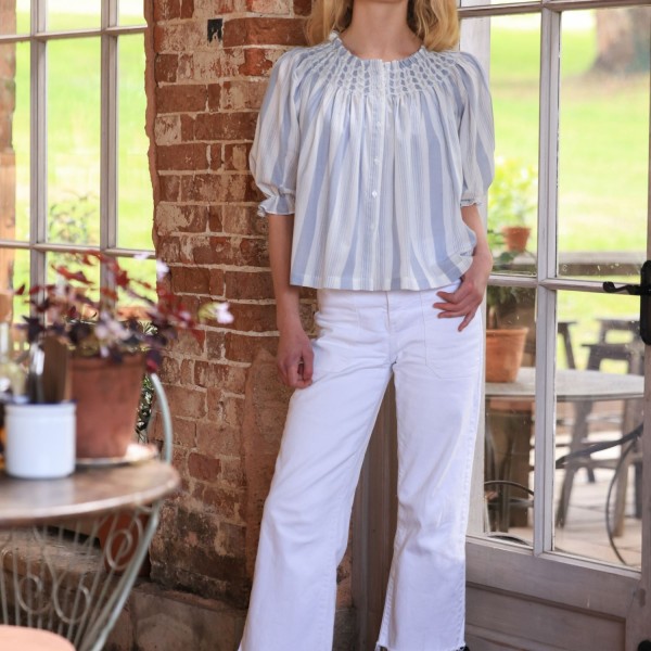 Cleopatra Blouse Maine Stripe with Seaside Hand Smocking Edition 39 Cleopatra Blouse Maine Stripe with Seaside Hand Smocking Edition 39